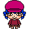 Cat Icon Maker Beispiel mit magenta Kappe und blauen Haaren
