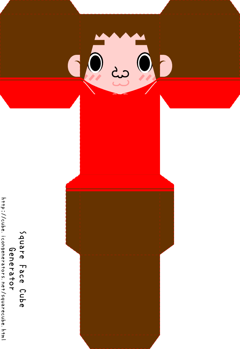 Quadratgesicht Cube-Generator Beispiel mit runden Augen und rosigen Wangen